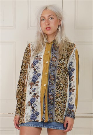 80S LEOPARD PRINT FUNKY PATTERN BLOUSE OVERSIZED