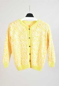 Vintage 90s hand knit cardigan in yellow