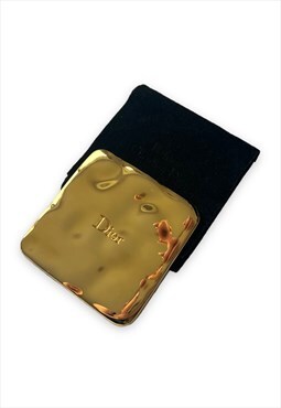 Vintage Christian Dior compact mirror gold tone metal