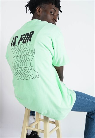 YIFY T-SHIRT IN MINT WITH WAVEY BACK PRINT.