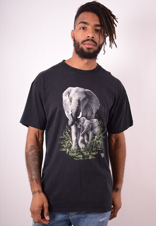 MENS VINTAGE T-SHIRT TOP XL BLACK 90S