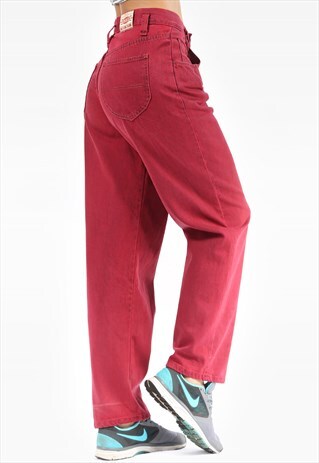 RESERVED WINE RED JEANS 80S MOM JEANS