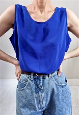 Vintage 90's Simple Mid Blue Vest Top