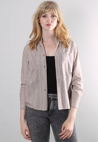 VINTAGE 90S BEIGE STRIPED SHIRT