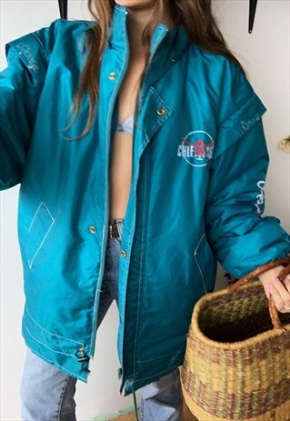 VINTAGE 90S RAVE EMERAL PUFFER JACKET COAT PARKA OVERSIZED