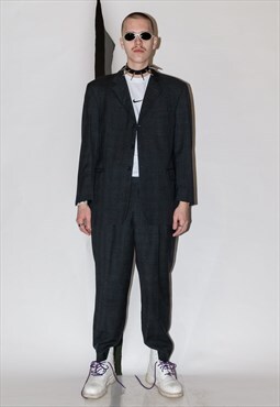 90's Vintage bossman classy wool suit in coal grey