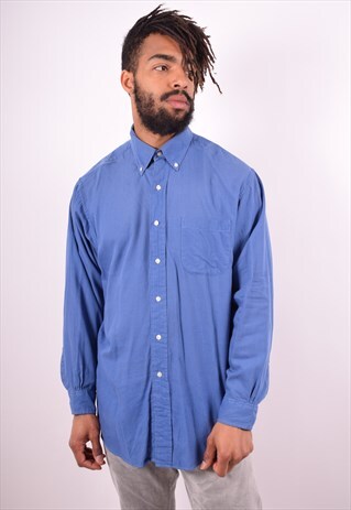 MENS VINTAGE SHIRT XL BLUE CHECK 90S