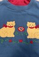 VINTAGE SWEATSHIRT CUTE EMBROIDERED CATS PATTERNED JUMPER