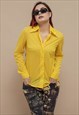 VINTAGE Y2K YELLOW SEMI SHEER BUTTON UP LONG SLEEVE SHIRT S