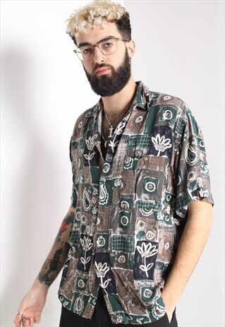 VINTAGE ABSTRACT CRAZY PATTERNED SHIRT MULTI