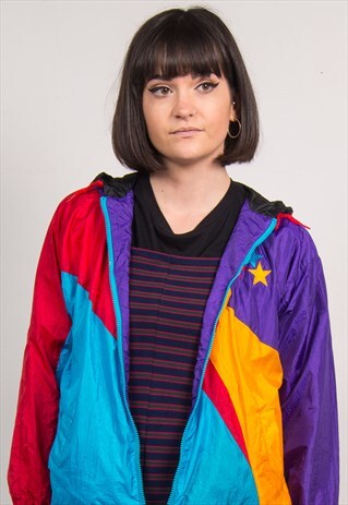 VINTAGE 90'S MULTICOLOUR SHELL JACKET FESTIVAL