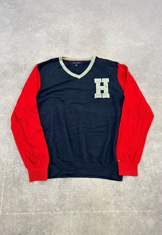 TOMMY HILFIGER KNITTED JUMPER LOGO PATTERNED KNIT SWEATER