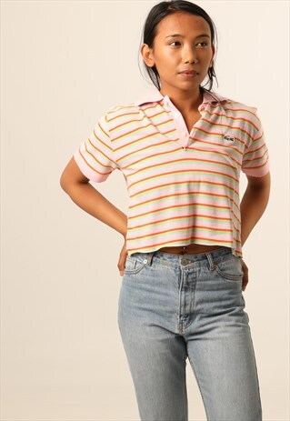 VINTAGE LACOSTE EMBROIDERED LOGO CROPPED POLOSHIRT