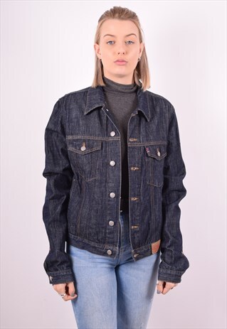 GUESS WOMENS VINTAGE DENIM JACKET LARGE NAVY BLUE 90S