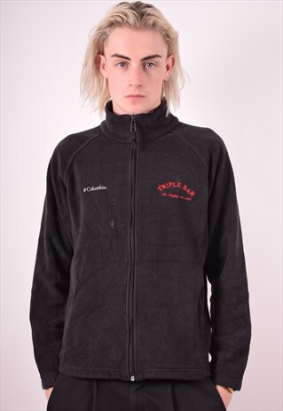 COLUMBIA MENS VINTAGE FLEECE JACKET LARGE BLACK 90S