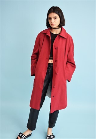 VINTAGE 70'S RETRO TRENCH COAT MAC WITH FAUX FUR INSIDE
