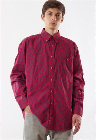 VINTAGE WRANGLER COWBOY CUT 90S RED BLUE PRINTED