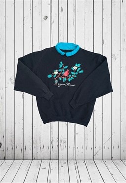 vintage collared cardinal bird sweatshirt