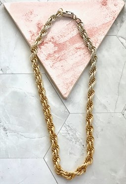 50s Silver & Gold Ombre Necklace Neck Chain Vintage 