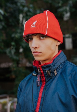 VINTAGE KANGOL EMBROIDERED SPELL OUT SKATE BEANIE