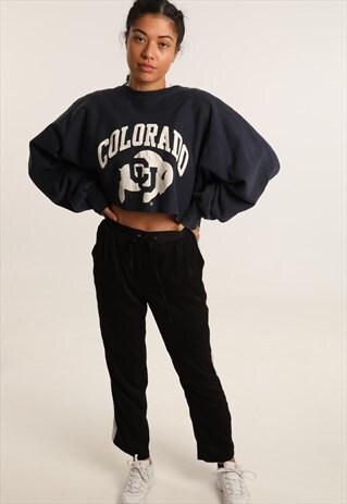 VINTAGE CHAMPION PRINTED COLLEGE CROPPED SWEATSHIRT