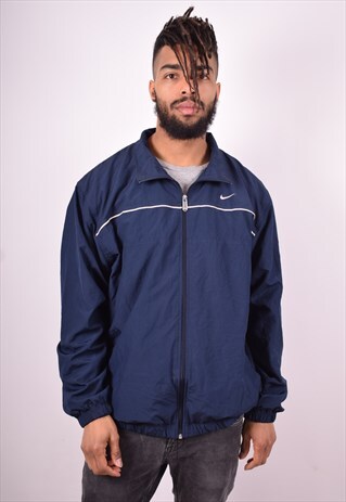NIKE MENS VINTAGE TRACKSUIT TOP JACKET XL BLUE 90'S