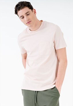 Blank T-shirt in Pink with Chest Pocket