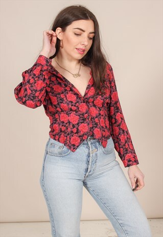 VINTAGE 80S FLORAL PRINT BLOUSE