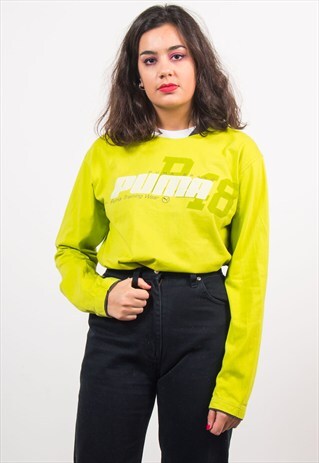 90'S VINTAGE BRIGHT GREEN PUMA LONG SLEEVE T-SHIRT