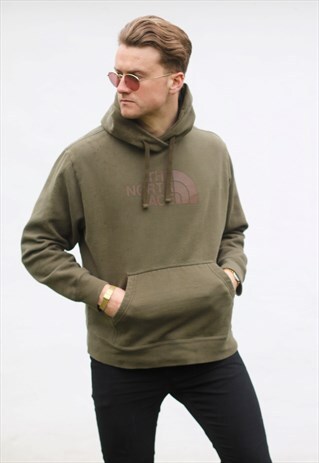 NORTH FACE USA OLIVE GREEN HOODED SWEATSHIRT