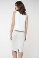 CREAM PENCIL SKIRT