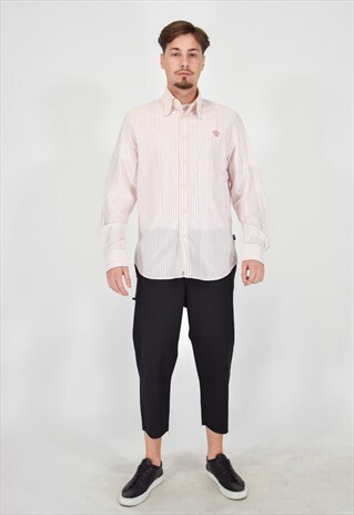 VINTAGE VERSACE JEANS COUTURE STRIPED SHIRT PINK ELEGANT