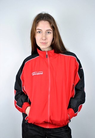 VINTAGE RED SPORT SUIT TOP, 90S WINDBREAKER