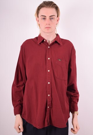 LEE MENS VINTAGE SHIRT LARGE MAROON 90S