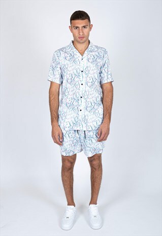 LIQUOR N POKER FUTURE FACES PRINT CO-ORD REVERE COLLAR SHIRT