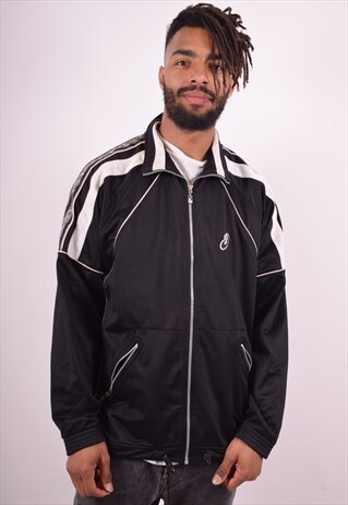 ASICS MENS VINTAGE TRACKSUIT TOP JACKET LARGE BLACK 90S