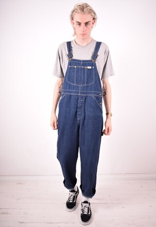 LEE MENS VINTAGE DENIM DUNGAREE LARGE BLUE 90S