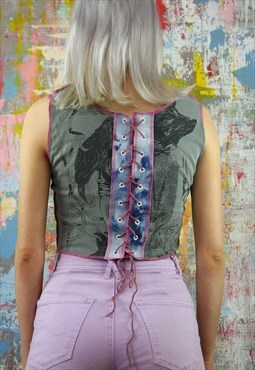 King Reworked Patchwork Corset Top