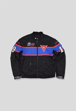 Vintage 90s Motorcycle Biker Racing Jacket in Black