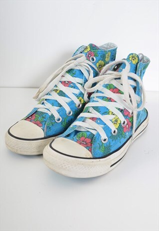 VINTAGE CONVERSE ALL STAR FLOWER PRINT HIGH TOP SIZE UK 4