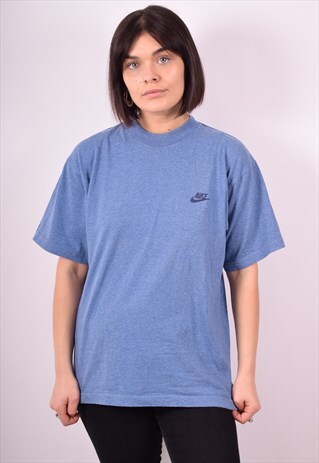 NIKE WOMENS VINTAGE T-SHIRT TOP MEDIUM BLUE 90S
