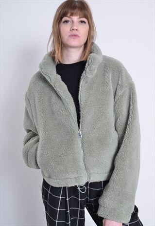 VINTAGE CROPPED FLEECE JACKET GREEN