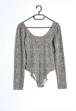 Y2K Levis Beige Leopard Print Bodysuit
