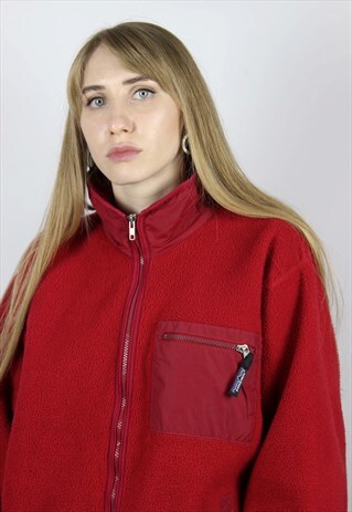 VINTAGE PATAGONIA FLEECE JACKET ZIPPER SIZE L 90S