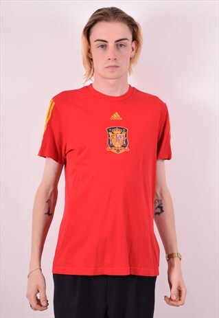 ADIDAS MENS VINTAGE T-SHIRT TOP MEDIUM RED 90S