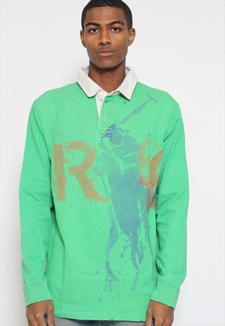 VINTAGE RALPH LAUREN RUGBY SHIRT GREEN