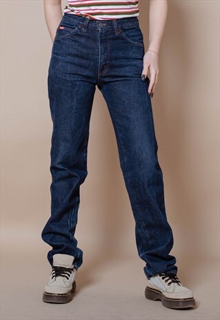 VINTAGE 90S STRAIGHT FIT INDIGO DENIM WOMEN JEANS TALL W30