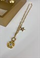 EYE MEDALLION AND STAR GOLD PLATED NECKLACE 