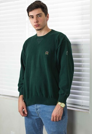VINTAGE TOMMY HILFIGER JUMPER SWEATER LOGO 90S L 18.2