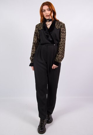 VINTAGE 90'S BLACK TUXEDO JUMPSUIT